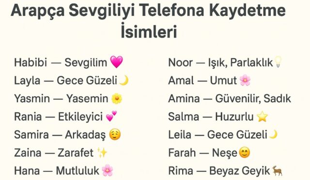 arapça sevgiliyi telefona kaydetme
