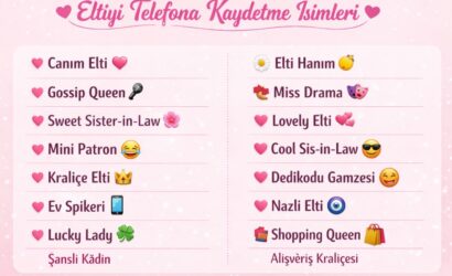 eltiyi telefona kaydetme isimleri
