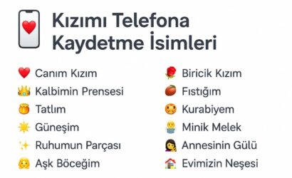 kızımı telefona kaydetme isimleri