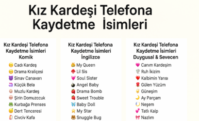 kız kardeşi telefona kaydetme isimleri listesi